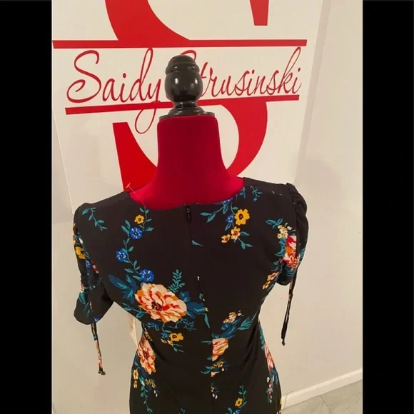 BeBop beautiful black/floral multicolor sweetheart neck dress -size S - Picture 11 of 12